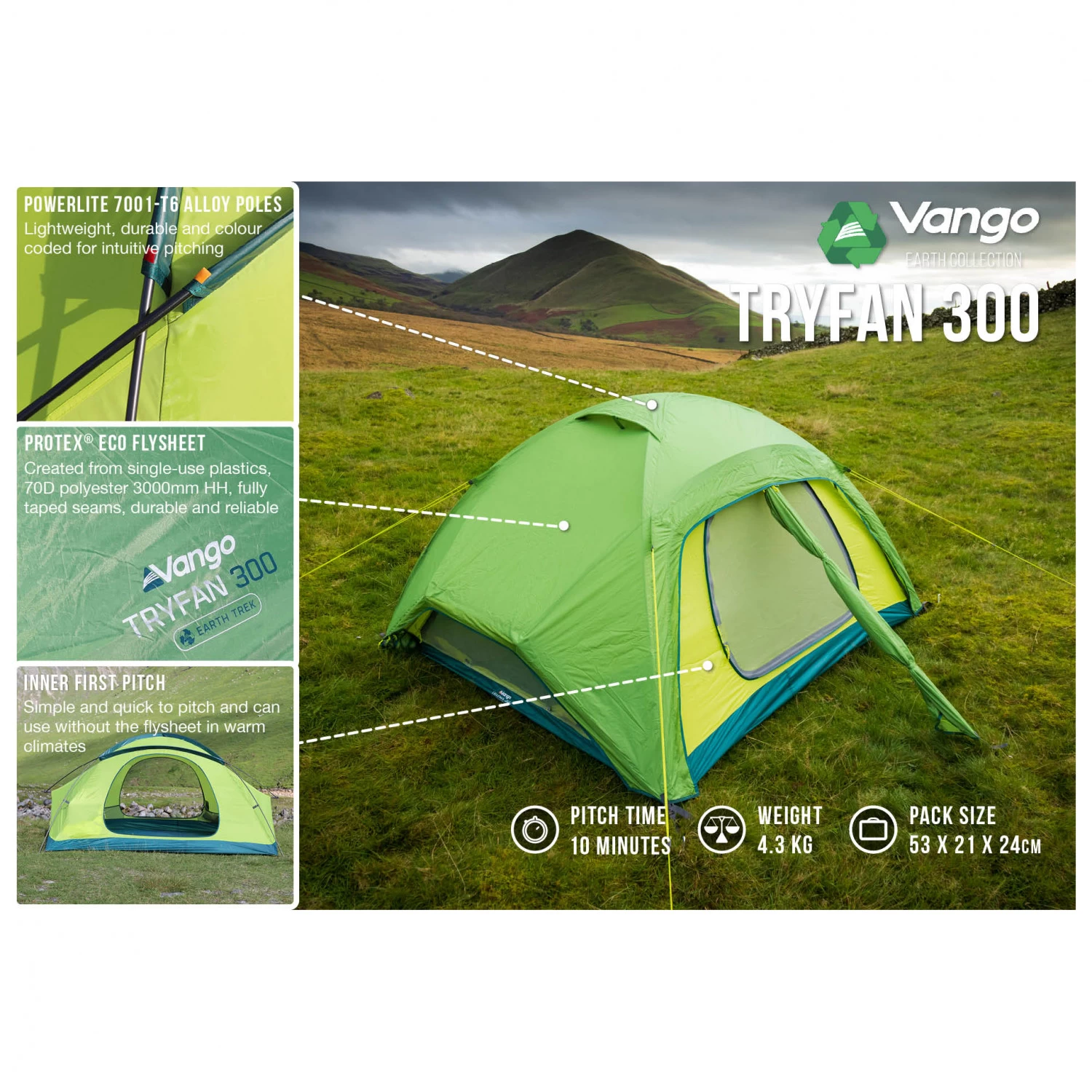 Vango Tryfan 300 - 3-person Tent - Image 2