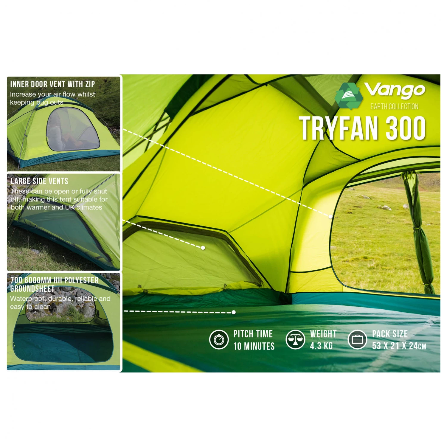 Vango Tryfan 300 - 3-person Tent - Image 3